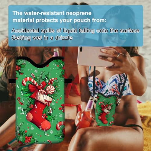 Image of Neoprene Cell Phone Sleeve Pouch Case Bag with Crossbody Strap Neck Lanyard for Women 7.1 X 3.9 in