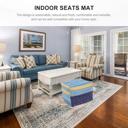 VICASKY Decorative Unstuffed Buttocks - Pouf Square Cover, Khaki, Cotton, Linen Furniture Comfortable Round Pouf, Footstool, Upholstered in, Natural Braided Jute