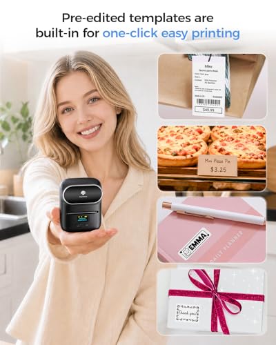 Image of Phomemo M110 Label Makers - Barcode Label Printer Bluetooth Label Maker Portable Thermal Printer for Small Business, Address, Barcode, Logo, Clothing, Mailing, Sticker Printers for Phone & PC, Black