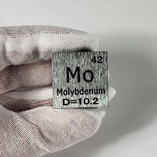 Image of 1 inch 25.4mm Molybdenum Metal Cube Mo up to 99.9% Pure Periodic Table Element Engraved Density Collection Science Education Display Block Cube + Acrylic Case Box - 1PC