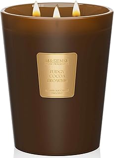 M&SENSE Bougie parfumées Brownie au Cacao Fondant, bougie 3 mèches en cire de soja au parfum gourmand et velouté, idéale pour une ambiance cosy, et offrir un cadeau, 990g,durée jusqu’à 150 heures