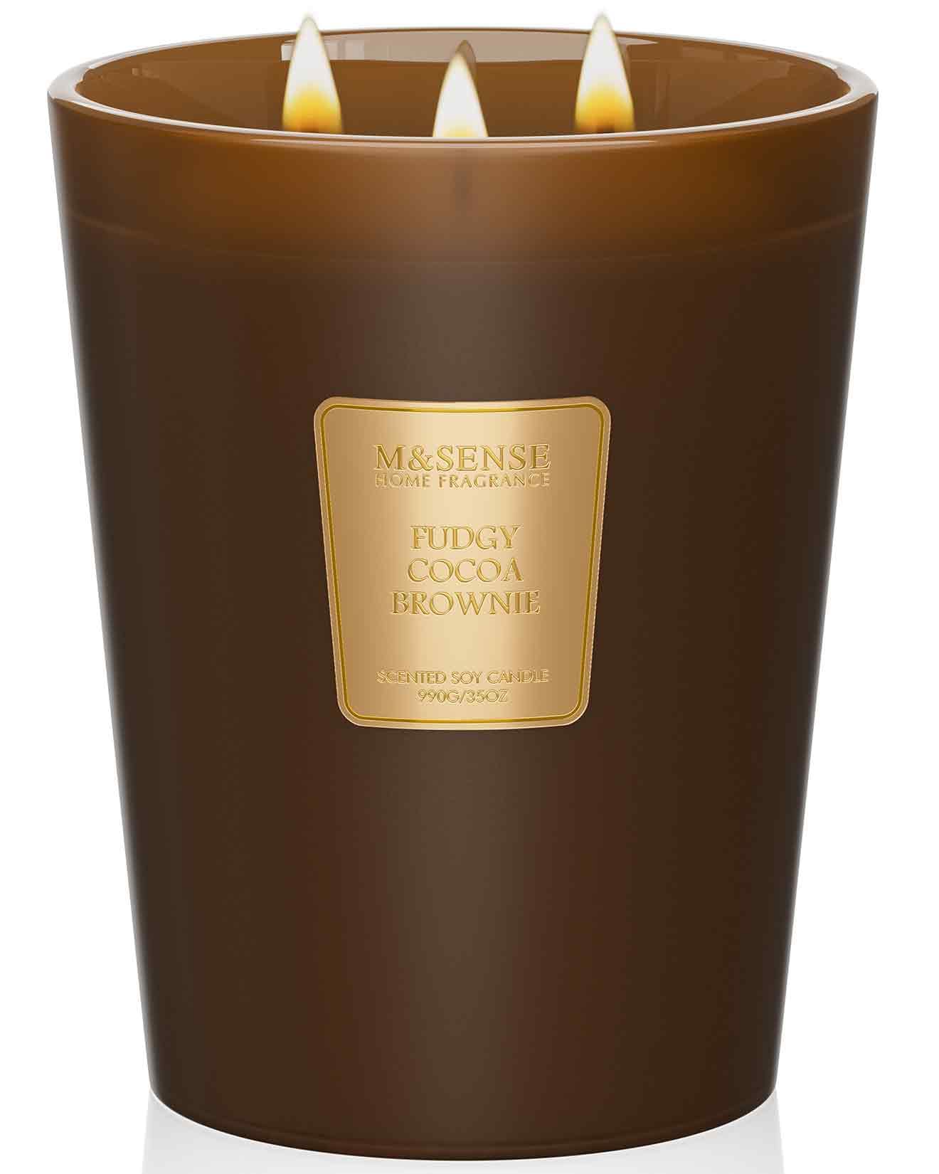 M&SENSE candele profumate Brownie al Cacao Fondente, candela profumata dal carattere avvolgente che crea atmosfere intime, ideale per serate rilassanti ed unico regalo perfetto, 990g,Fino a 150 Ore | 150 ore di combustione, non tossico, barattolo grande,