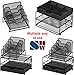 Simple Houseware Mesh Desk Organizer with Sliding Drawer, Double Tray and 5 Stacking Sorter Sections, Black