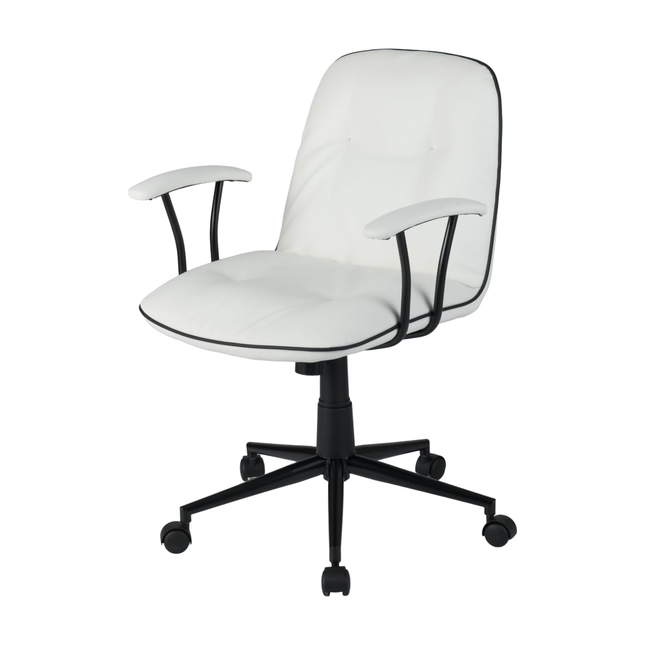 GIANTEX Ergonomiczne krzesło biurowe z regulacją wysokości i funkcją pochylenia, obrotowy fotel biurowy z wyściełanymi podłokietnikami, płynnymi kółkami, pojemność 112 kg, do domowego biura (biały)