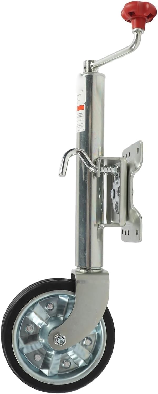 Trailer Jack Wheel Boat Trailer Jack with Wheel Lifting Screw Mount Swivel Jack 1500lbs Heavy Duty Nose Wheel with 20cm for Yachts Boats Trailers (Rubber Clad Iron Wheel)