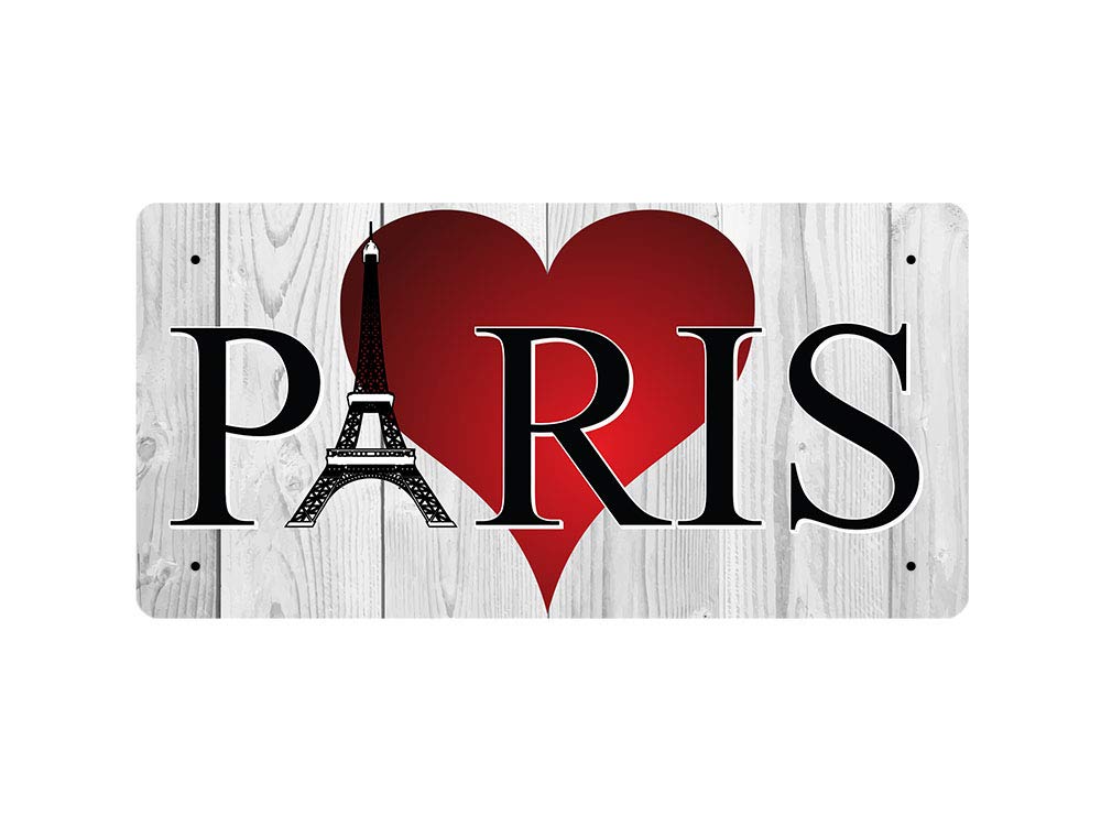 Mcmug White - Paris - Metal Sign, Decorative Sign, 200Mm X 100Mm