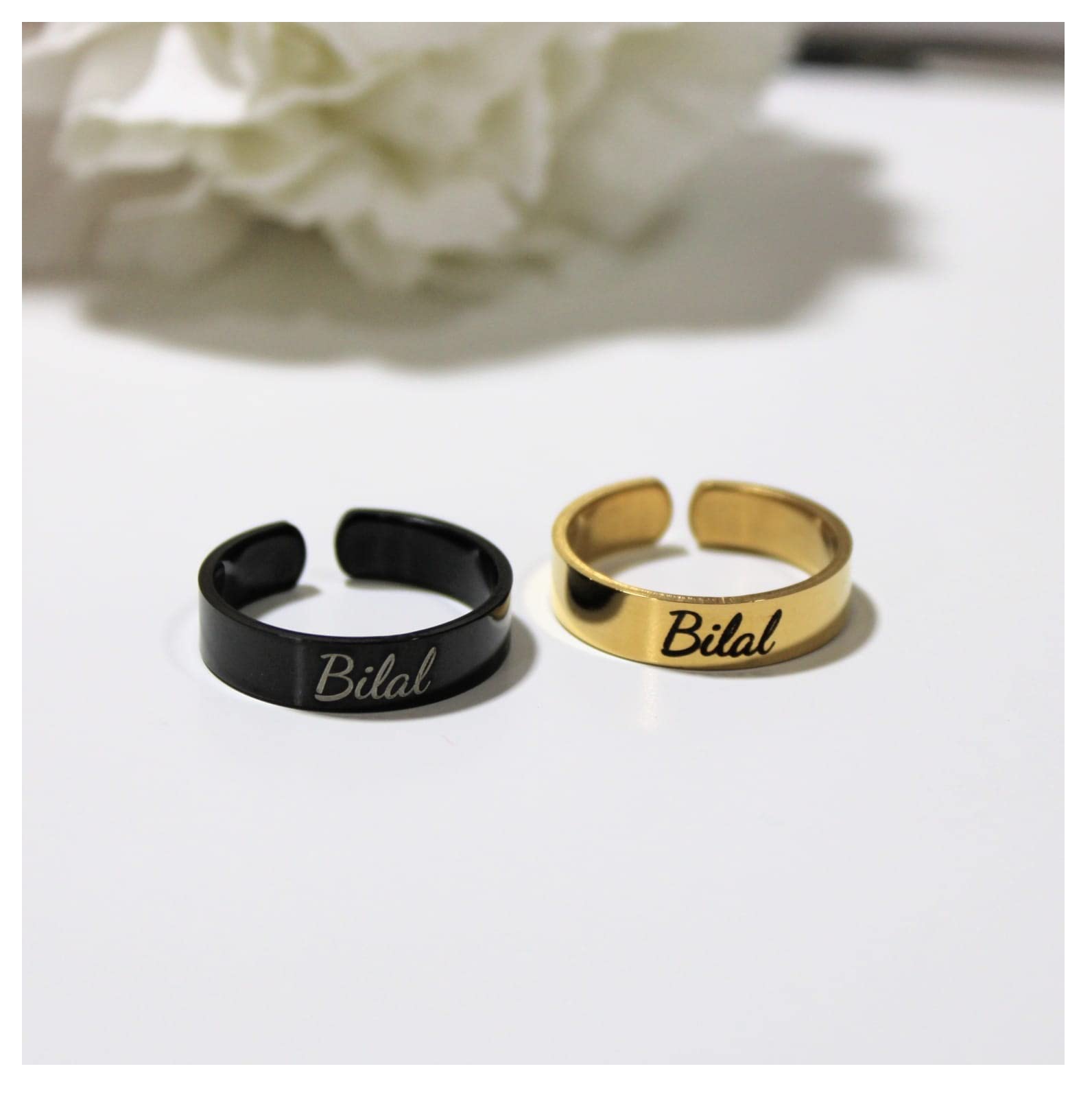 YAM ARTS Personalized/Customized Name Silver Golf Black Polish Finger Ring for Mens/Boys/Necklace With Ur name Or Love One Name With 24k Gold Plating And lazer Engraved Finish (B09MZPWP69) Amazon Price History, Amazon Price Tracker