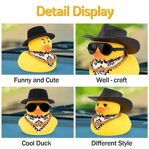 image for wonuu Car Rubber Duck, Yellow Duck Decoration Dashboard with Sun Hat N