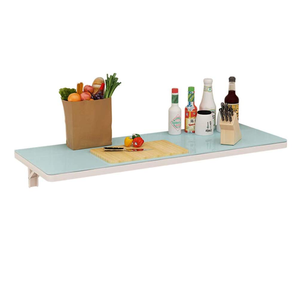 Table pliante en verre trempé blanc meuble mural gain de place petit espace 60cm