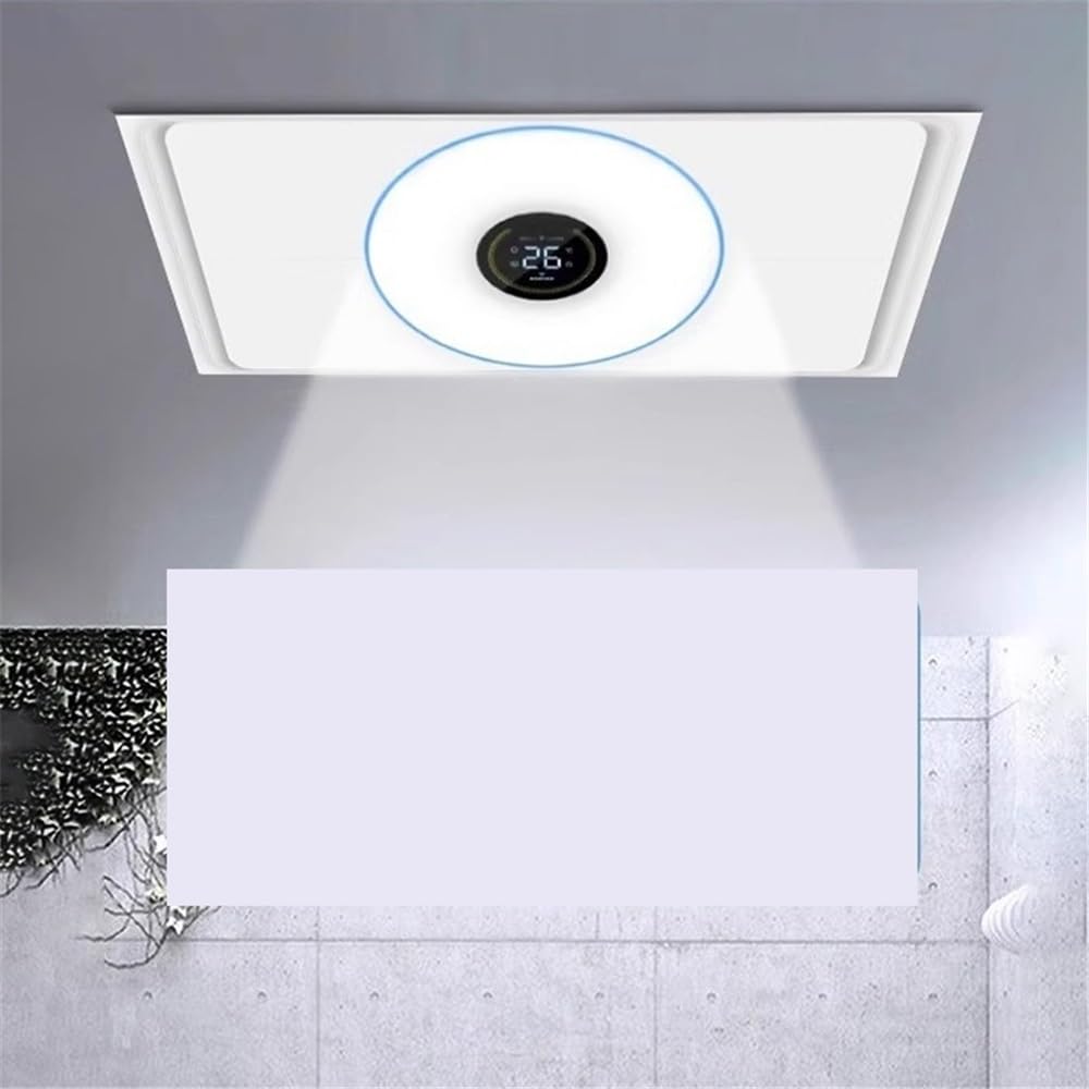 Extractor de aire Ventilador de ventilación delgado de 4 cm con hebilla de aluminio empotrada de 30 x 30 cm for cocina y baño, iluminación silenciosa, extractor 2 en 1 Ventilador de ventilación