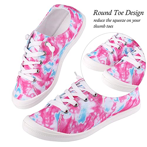 Women's Canvas Sneaker Shoes Low Top Lace Up Fashion Sneakers Casual Slip On Walking Shoes2