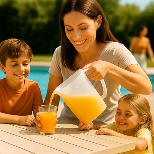 Premium-Wasserkrug aus Kunststoff 2l - BPA-frei, Multifunktional für Feiern und Aktivitäten im Freien, Wasserkrug aus Kunststoff in weißer Farbe (WEISS TRANSLUZENT)