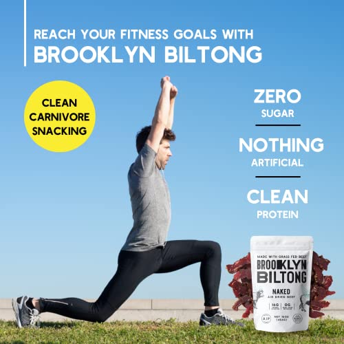 Brooklyn Biltong - Air Dried Grass Fed Beef Snack, South African Beef Jerky - Whole30 Approved, Paleo, Keto, Gluten Free, Sugar Free, Made In Usa - 8 Oz. Bag (Naked) #TOP1