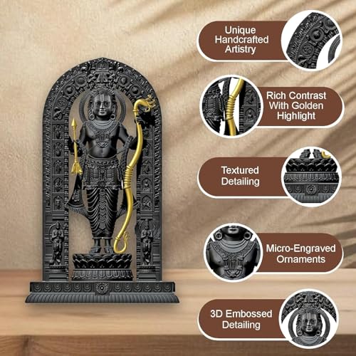 Image of JD FRESH 4 Inch Shree Ram Lalla Murti /God Idols /Ayodha's Shree Ram Statue /Home Decor /Decorative Items for Living Room /Office /Show Piece-(Black&Gold)
