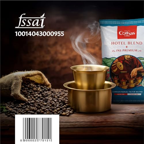 Image of Cothas Coffee - Hotel Blend INS Premium South Indian Filter Coffee Powder | Blend of 70% Coffee & 30% Chicory |Traditional Strong Coffee | Handpicked Cherries | Rich Aroma & Bold Taste | 200 g Pack