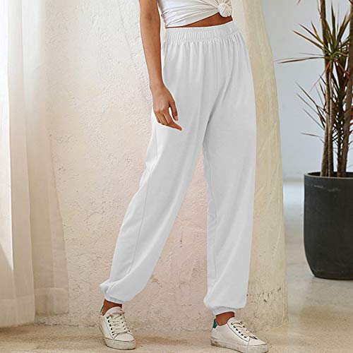 pedkit Moda feminina cor sólida calças cintura elástica bolso solto fino casual esportes moletom cal