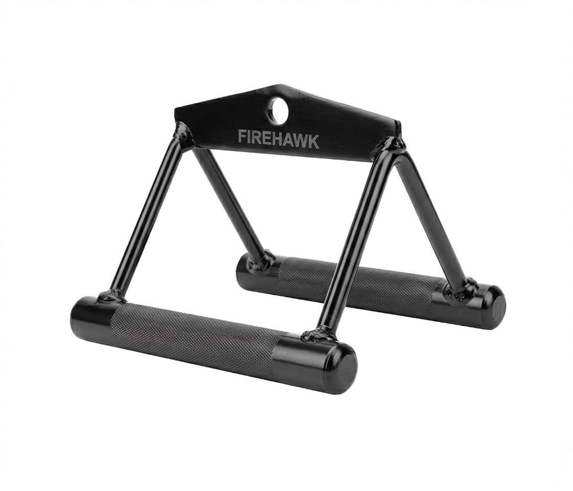 ​FIREHAWK Double D Handle for Cable Machine - Heavy Duty V Handle Attachment with Non-Slip Knurled Grip - Solid Steel Seated Row Handle & Tricep V Bar for Home Gym & Weight Lifting-picture-17