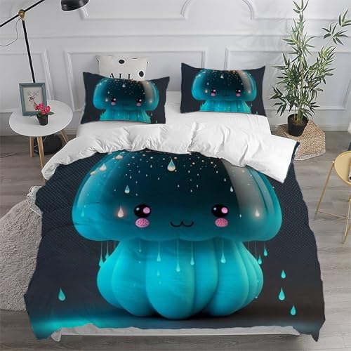 Housse de couette méduse 3D 200x200 literie microfibre - 6