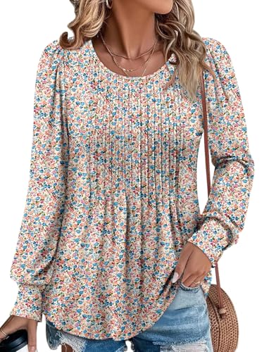 BETTE BOUTIK Long Sleeve Shirts for Women Fall Tops Dressy Blouses Crewneck Tunic Tops for Leggings S-3XL
