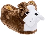 Silver Lilly English Bulldog Slippers - Plush Animal Slippers w/Platform (Tan/White, Large)