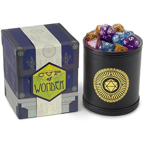 Wiz Dice Cup Of Wonder - 35 Polyhedral Dnd Dice & Dice Shaker Cup & Box For Storage (5 Set Of 7 Unique Colors) -Polyhedral Role Playing Dice In Unique Colors - Dnd Accessories For Ttrpg Dice Games #TOP5