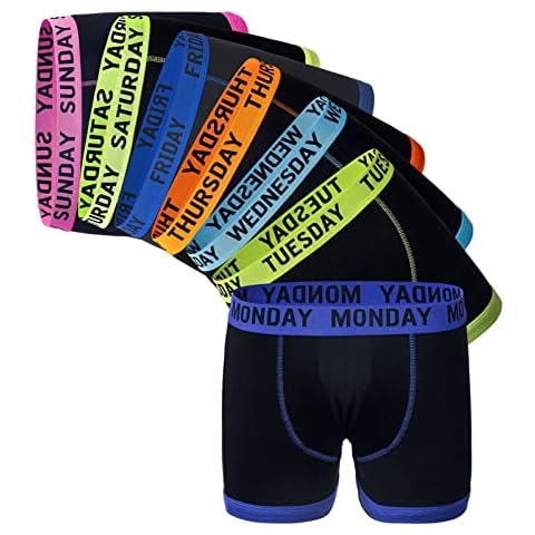 Louise23 Super Sale Men’s 7 Pack Boxer Shorts Days of The Week Underwear Stocking Filler Gift Xmas Size X Large Black Cover
