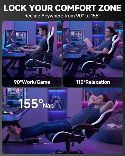 Image of GTPLAYER Gaming Chair, Computer Game Chair for Adults, White