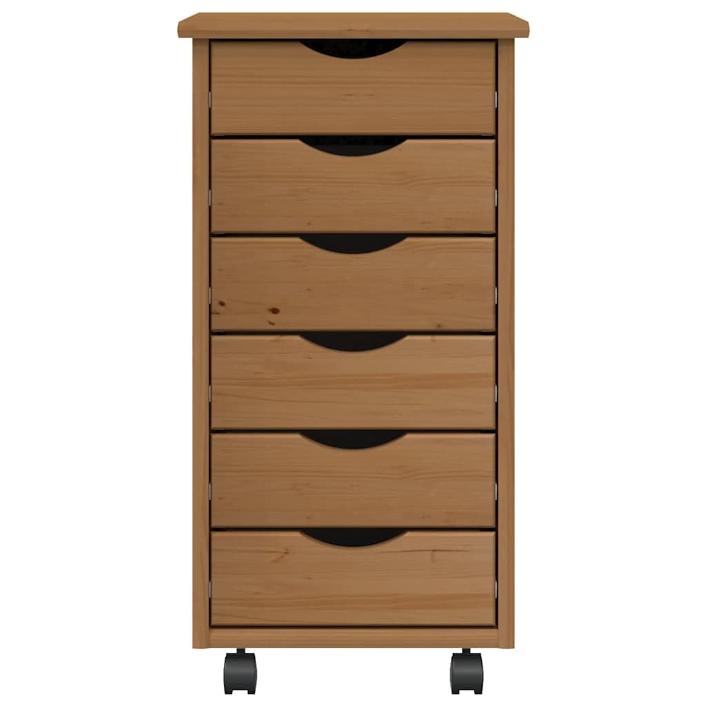 Hothingwell Armadio a rotelle con cassetti in legno di pino massiccio marrone miele, raccoglitore a rotelle per ufficio, ampio spazio di archiviazione per documenti e file, design rustico
