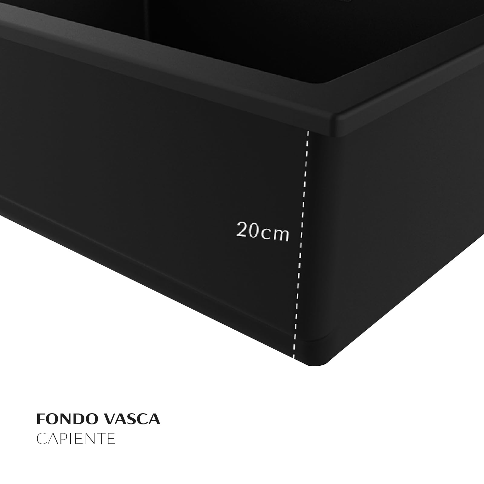 EVHOC Lavello Cucina Sopratop 1 Vasca 79x50 cm, Nero, NHEO L