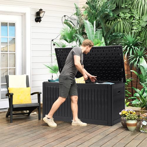 image for YITAHOME 260 Gallon Extra Large Deck Box, Double-Wall Resin Outdoor St