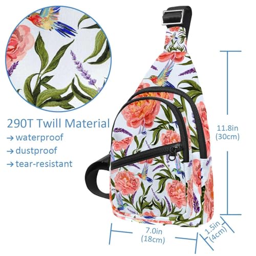 Mochila cruzada para mujer, bolsa de pecho impermeable con flores para senderismo de día 5