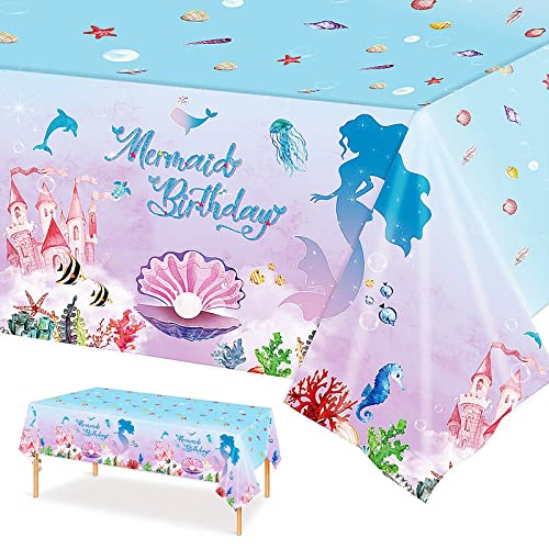 FORYNXHWIN 2 Piezas Mantel Sirena, Manteles de plástico Sirena, Reutilizable, Suministros para...
