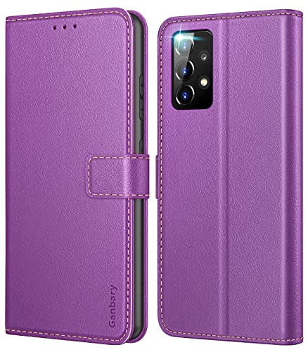 Ganbary Coque pour Samsung Galaxy A52S 5G, [Housse en Cuir PU Premium] [Etui à Rabat] [Pochette de Portefeuille], Étui de Protection pour Samsung Galaxy A52S 5G - Mauve Cover