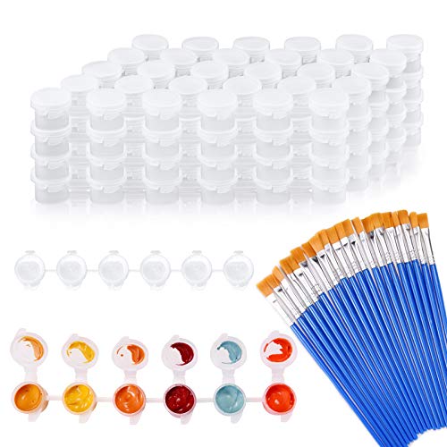 20 Empty Paint Containers with Lids - Mini Paint Pods 120 Pots 3 ml/0.1 oz - Perfect for Kids Schools & Festivals