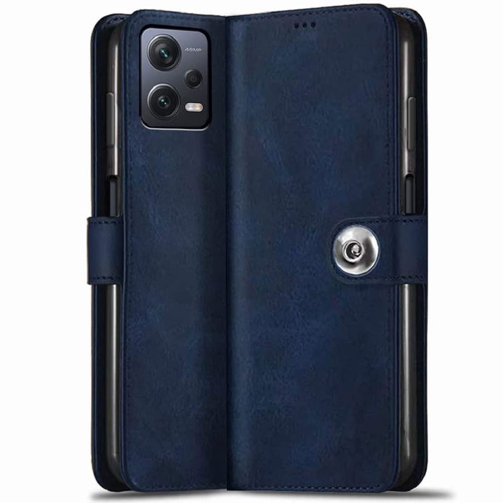 COVERBLACK Mi REDMI Note12 5G Flip Cover | Inside Pockets & Stand | Wallet Button Magnetic Closure Book Cover Leather Flip Case for REDMI Note 12 5G - Blue (B0BT11CNDW) Amazon Price History, Amazon Price Tracker