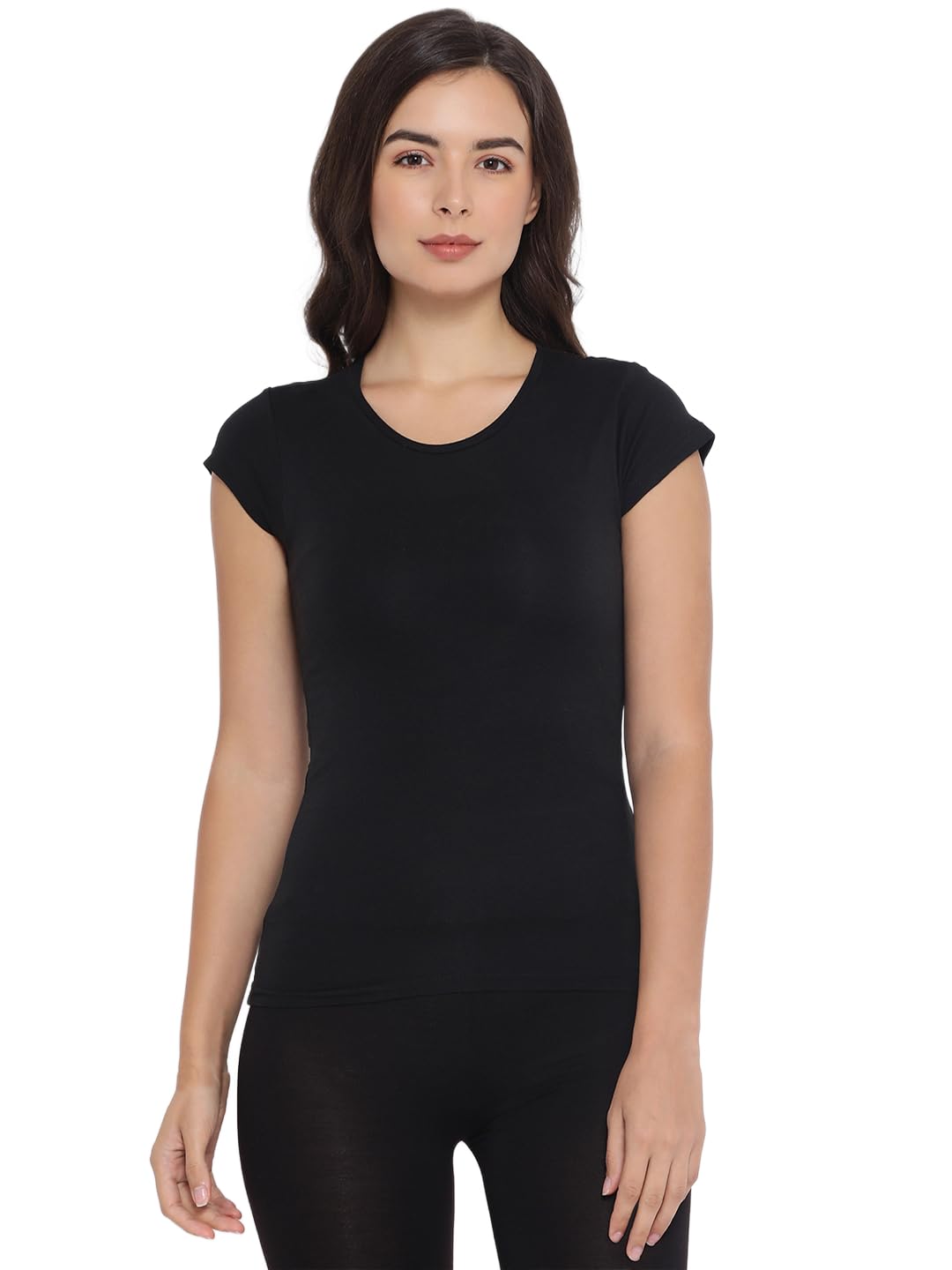 macrowoman w Wonder Thermal Round Neck Short Sleeve Top for Women|Acrylic|Pack of: 1-picture-43