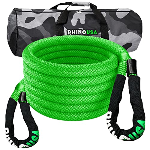 Rhino Usa Kinetic Recovery Tow Rope (7/8In X 20Ft Green) Heavy Duty Offroad Snatch Strap For Utv, Atv, Truck, Car, Jeep, Tractor - Ultimate Elastic Straps Towing Gear - Guaranteed For Life! #TOP6