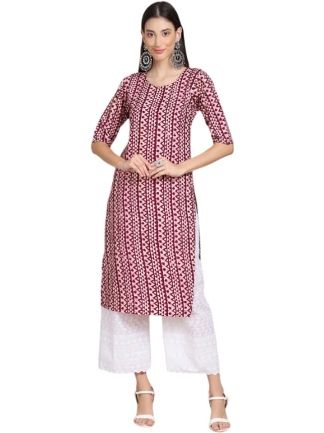 Image of Dream Beauty Fashion Women's Polyester Round Neck 3 /4 Sleeve Casual Straight Kurti (Kurti-Parent-1)