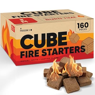 Moscow-Mix Fire Starter Cubes (160 PCS) Bulk Fire Starters for Grill, Campfires, Fireplace, Charcoal Starter, BBQ, Wood Stove, Fire Pits - Lighter Cubes - Odorless, Waterproof, Fire Starter Squares