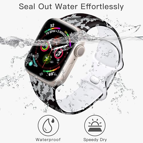 YGTIECS Camo Silicone Bands Compatible with Apple Watch Bands for men 41mm 40mm 38mm 45mm 44mm 42mm 49mm, Soft Silicone Waterproof Wristbands for iWatch band Series SE 9 8 7 6 5 4 3 2 1, Ultra2, Ultra