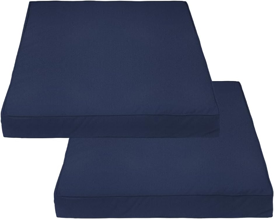 Covers & All Square Outdoor Cushion Covers for Patio Furniture Sets, Water, Tear & UV Resistant Polyester Cushion Slipcover with Zippers (Pack of 2) (28" L x 28" W x 4" Thick, Navy Blue)