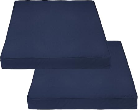 Covers & All Square Outdoor Cushion Covers for Patio Furniture Sets, Water, Tear & UV Resistant Polyester Cushion Slipcover with Zippers Pack of 2 16" W x 16" D x 4" Thick, Navy Blue