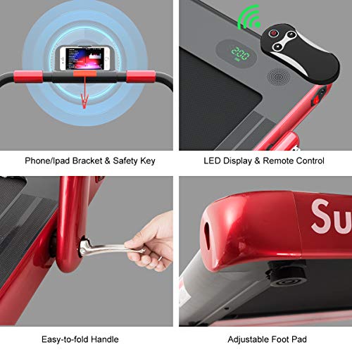Image of GYMAX Walking Pad, 2 in 1 Free Installation Under Desk Treadmill with Smart App, Remote Control & LED Display, 2.25HP Foldable Portable Compact Running Machine for Small Spaces Home Office