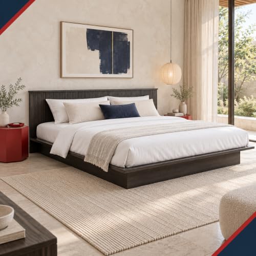 Image of Bniture Modern Low Height King Size Bed Without Storage | Engineered Wood Platform Bed Headboard | Bed King Size Wooden Cot Double Bed for Bedroom 3 Year Warranty (Flower Wenge)