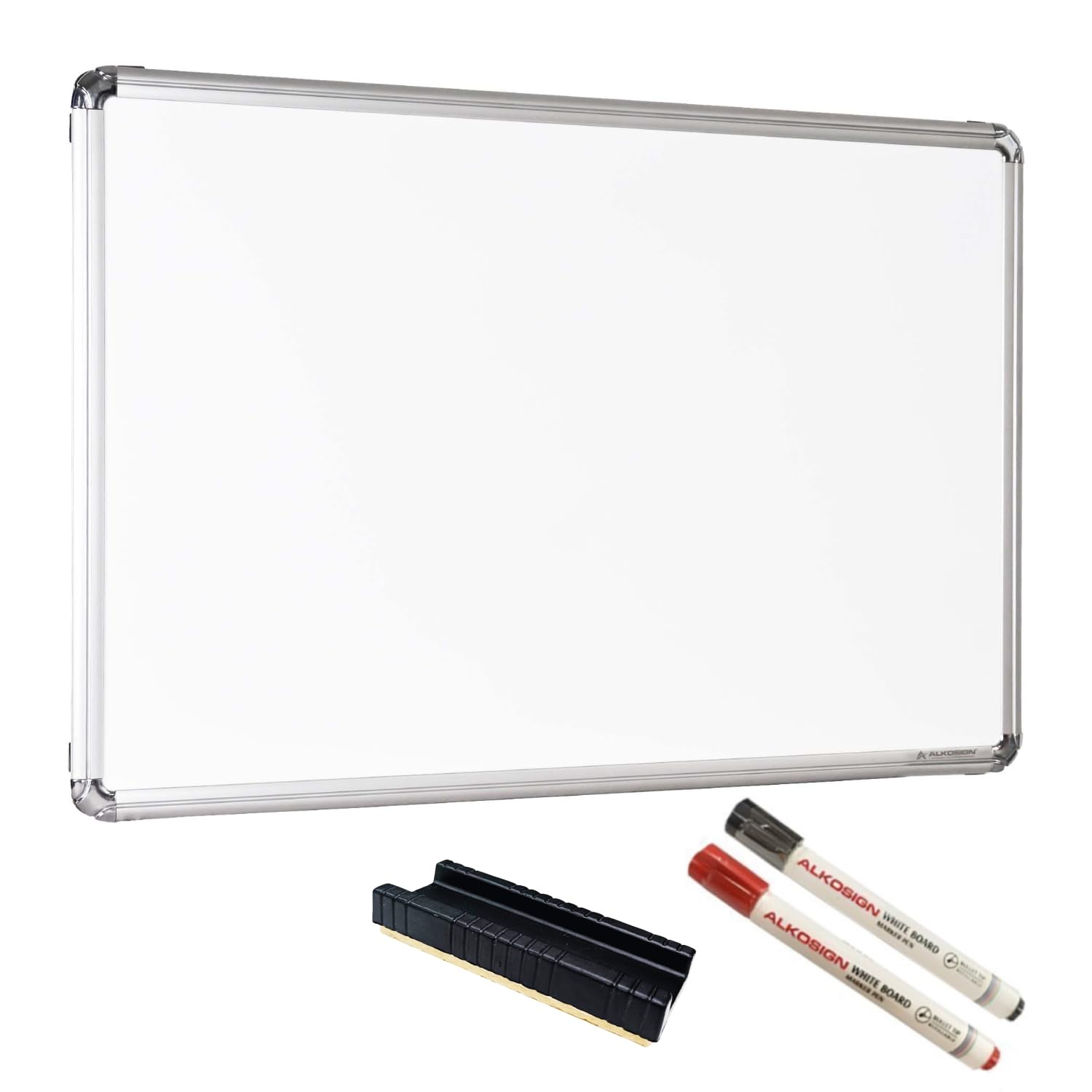 ALKOSIGN Astra Chrome Non-Magnetic White Board (4 x 8 Feet) + 1 Duster, 2 Marker, with Melamine Surface, Marker Boards, Writing Board, Dry Erase Boards, for School College Office Home-image-17