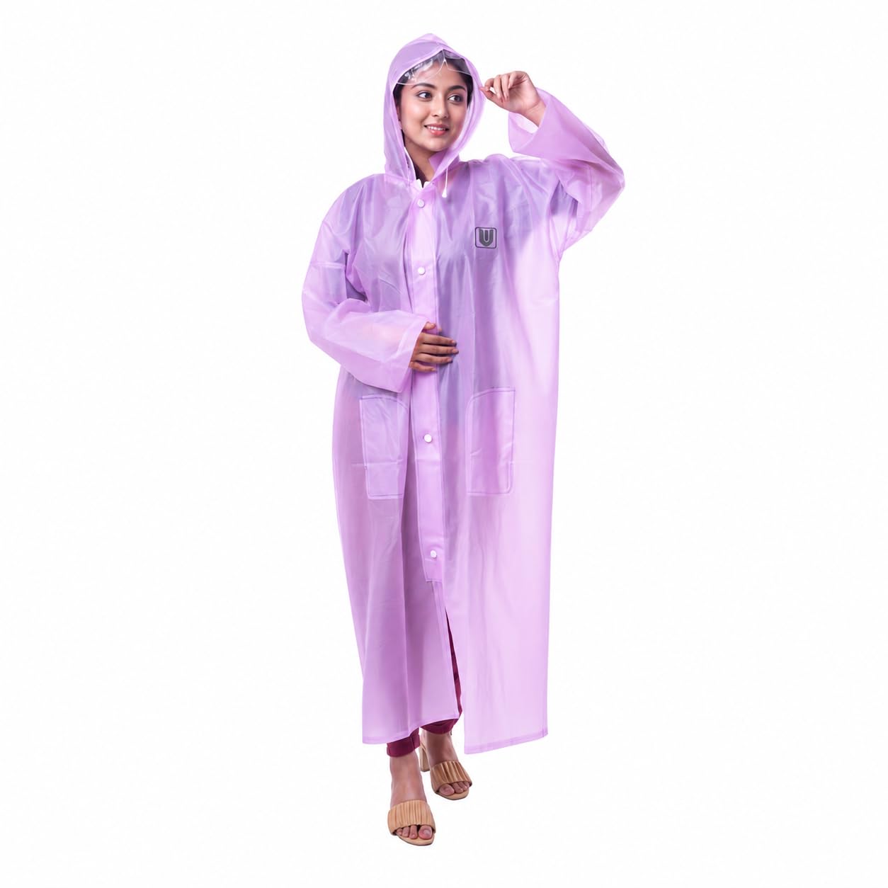 Women's Full-Length Waterproof Raincoat with Hood | Transparent White PVC Rain Wear for Women | Lightweight Reusable Monsoon Rain Coat with Pockets | Color May Vary XXL-image-21