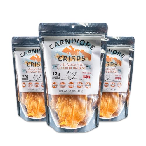 Carnivore Crisps, Chicken Breast, All Natural, High Protein, Keto & Carnivore Diet Approved, Gluten-Free, No Hormones, 1.5 oz (Pack of 3)