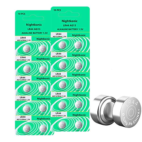 Nightkonic 20 pcs Pack - LR44 AG13 357 SR44 A76 303 Battery 1.5V Button Coin Cell Batteries