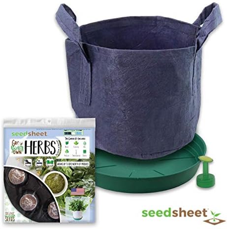 Home Garden Seeds – Seedsheet Grow Your Own Organic Gardening Pods – Eco Friendly Homemade Ingredients with Fabric Container – Partial Kit (Herbs)