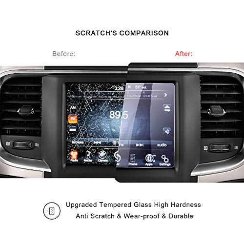 2013-2018 2019 2020 2021 2022 Dodge Ram 1500 2500 3500 Uconnect Touch Screen Car Display Navigation Screen Protector, Ruiya Hd Clear Tempered Glass Car In-Dash Screen Protective Film (8.4-Inch Anti Blue Ray) #TOP5